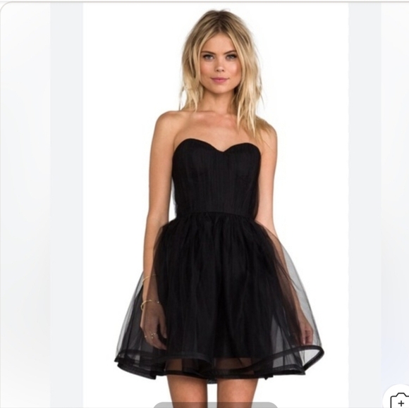 Alice & Olivia Whimsigoth Fem Corset Silk Dress Black Strapless Medium - Picture 1 of 9